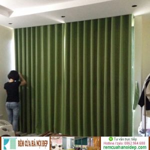 rèm vải màu xanh rêu