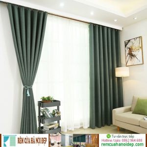 rèm vải màu xanh