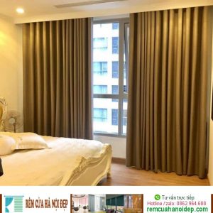 rèm vải màu nâu phòng ngủ