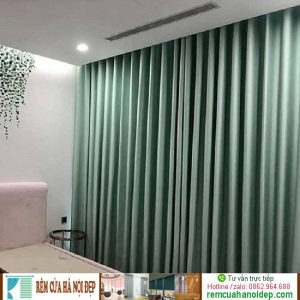 rèm vải màu ghi xanh