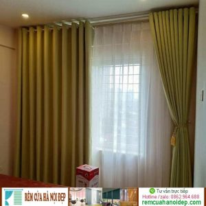 rèm vải màu nâu vàng
