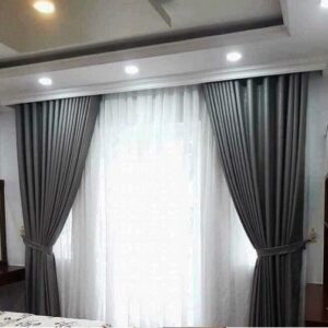 Rèm Vải 2 lớp màu ghi sang trọng
