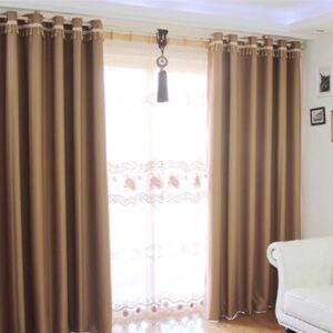 Rèm Vải màu nâu có yếm