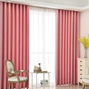 Rèm Vải 2 lớp màu hồng