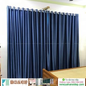 rèm vải màu xanh nước