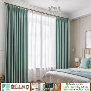 rèm vải màu xanh nhạt
